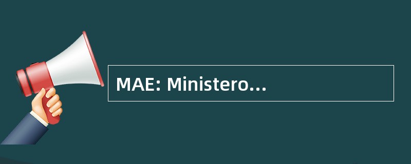 MAE: Ministero 搜索 Affari Esteri