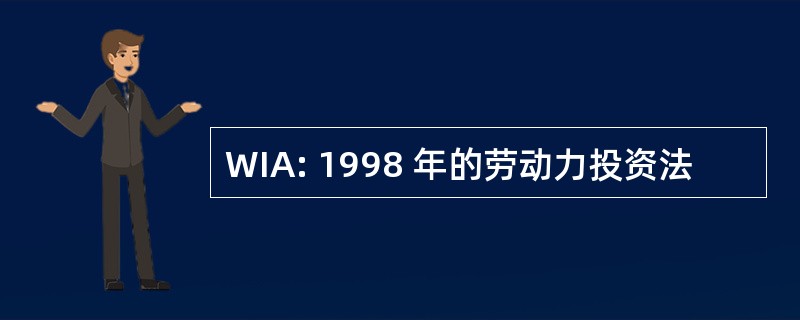 WIA: 1998 年的劳动力投资法