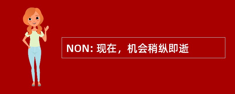 NON: 现在，机会稍纵即逝