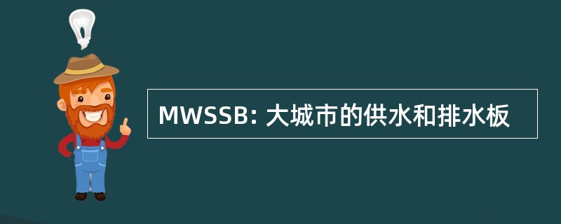 MWSSB: 大城市的供水和排水板