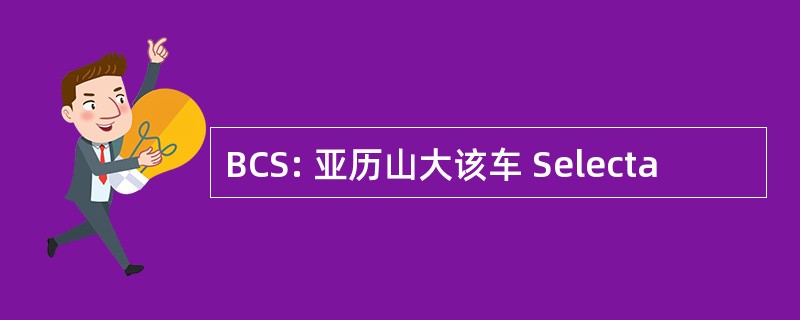 BCS: 亚历山大该车 Selecta