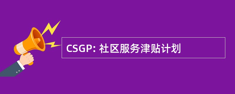 CSGP: 社区服务津贴计划