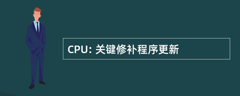 CPU: 关键修补程序更新